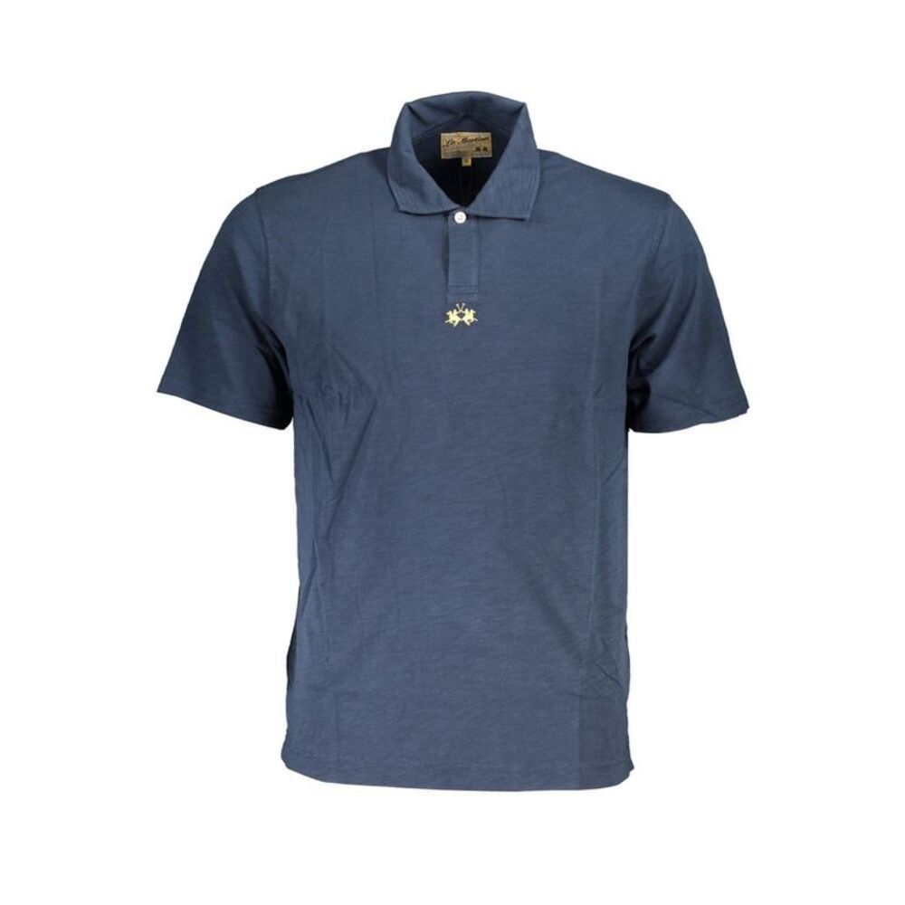 La Martina Blue Cotton Men Polo Men's Shirt